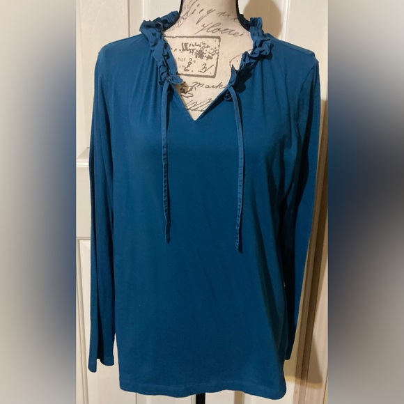 NWOT Ladies Size XL 18/20 Lands End Long sleeve Blouse - Picture 1 of 12